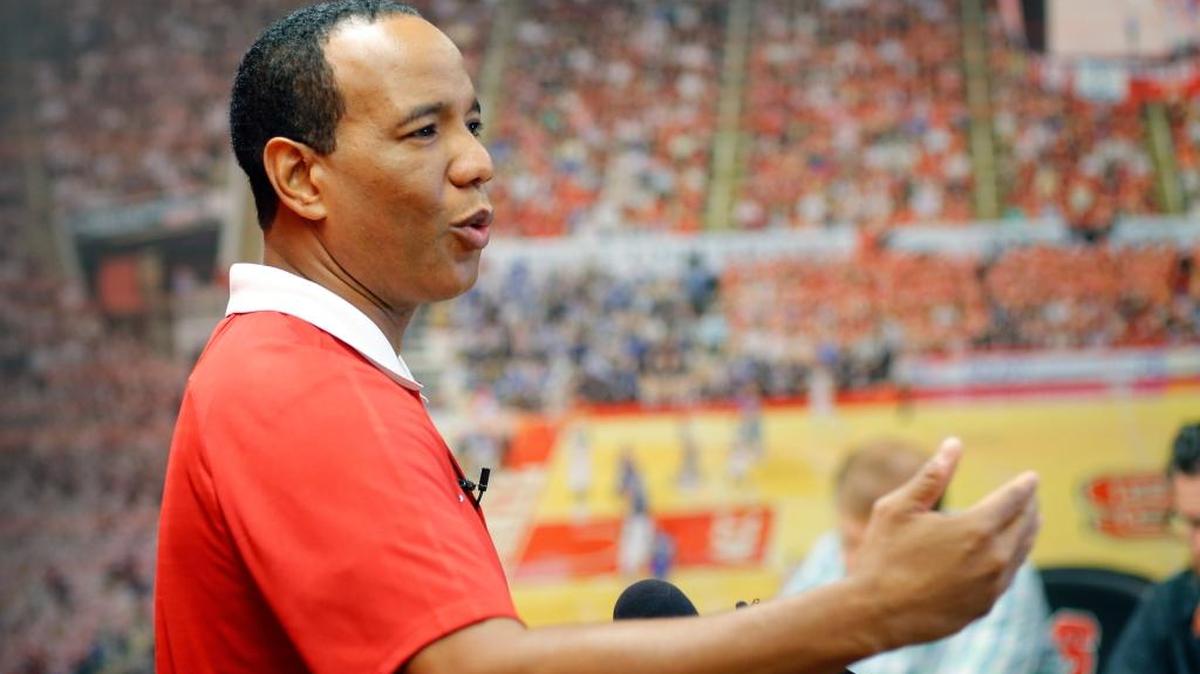 N.C. State head basketball coach Kevin Keatts speaks during a media availability on Tuesday, a day before the basketball team leaves for Italy.