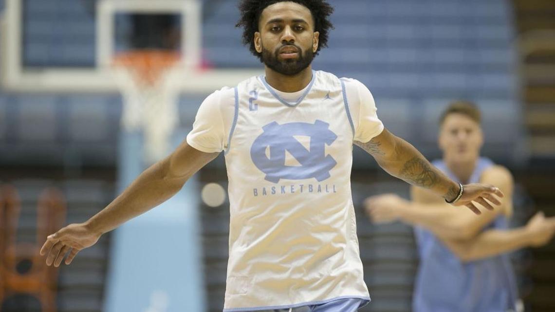 North Carolina senior Joel Berry II stretches during the Tar Heels’ practice on Oct. 17.