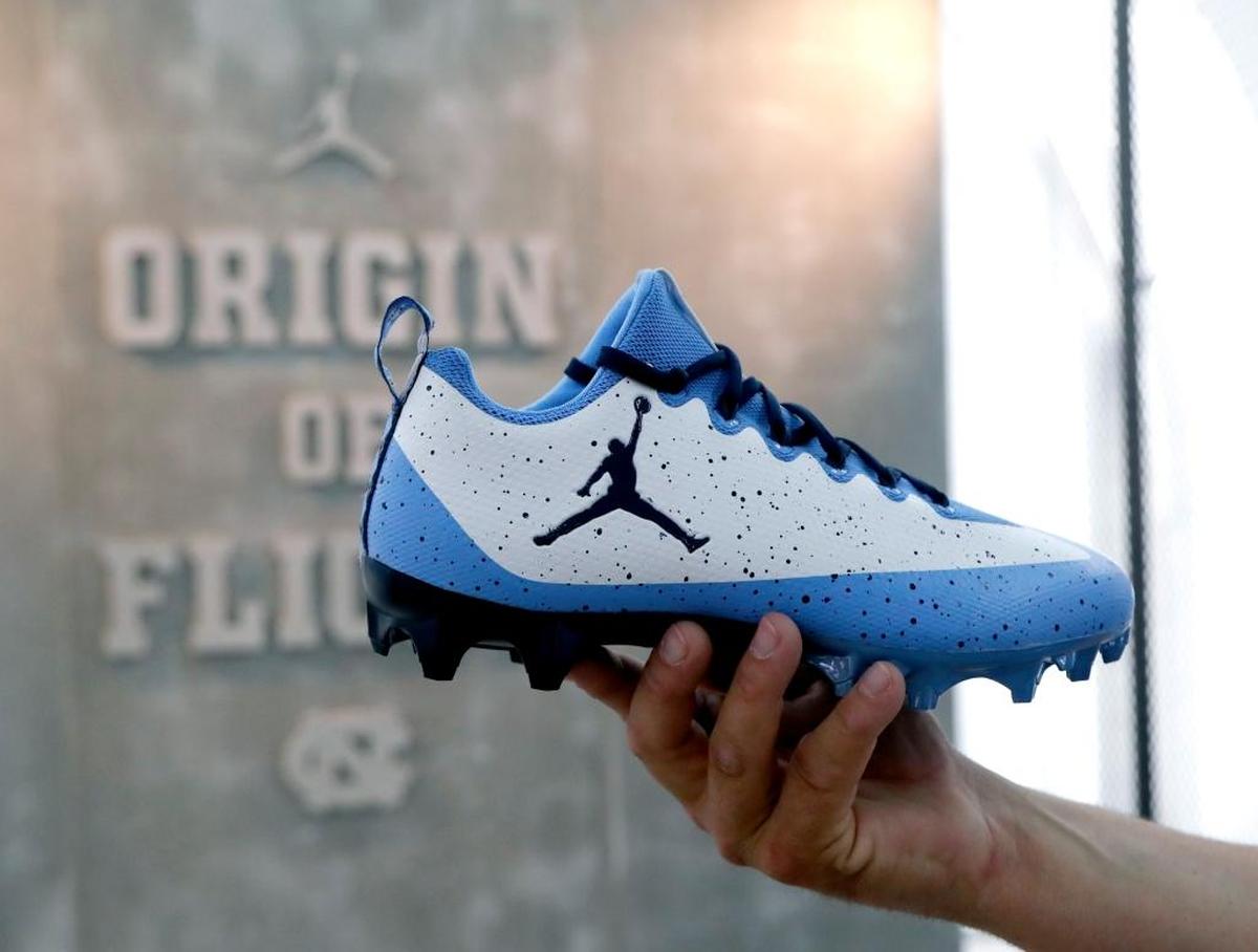 UNC football’s new uniform includes cleats with the Michael Jordan Jumpman.