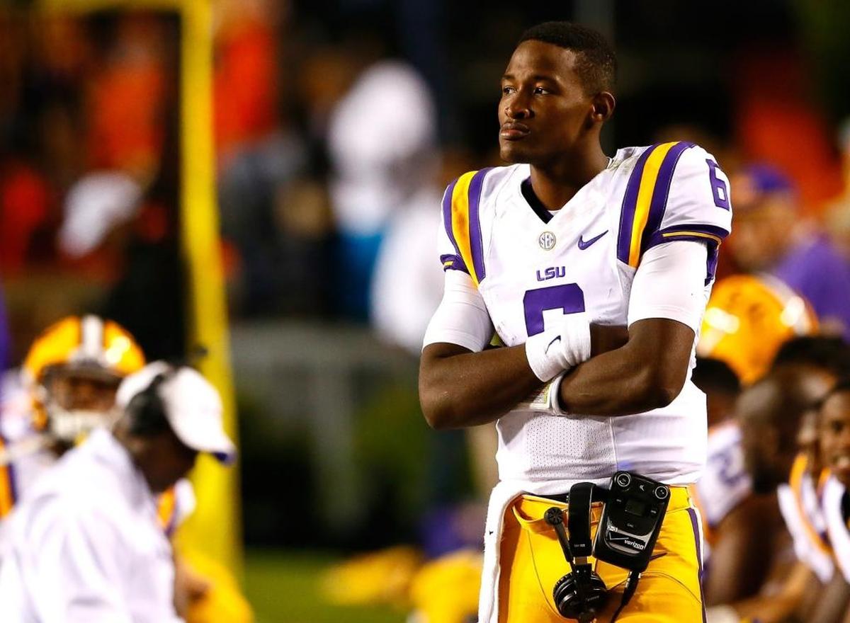 LSU’s Brandon Harris looks on from sideline during the Tigers’ game against Auburn in 2014.