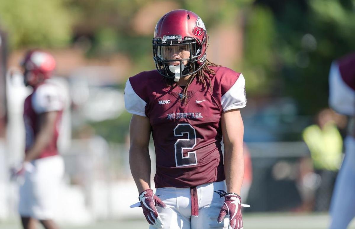 N.C. Central wide receiver Jacen Murphy lines up for a play during the Eagles win over Gardner-Webb.