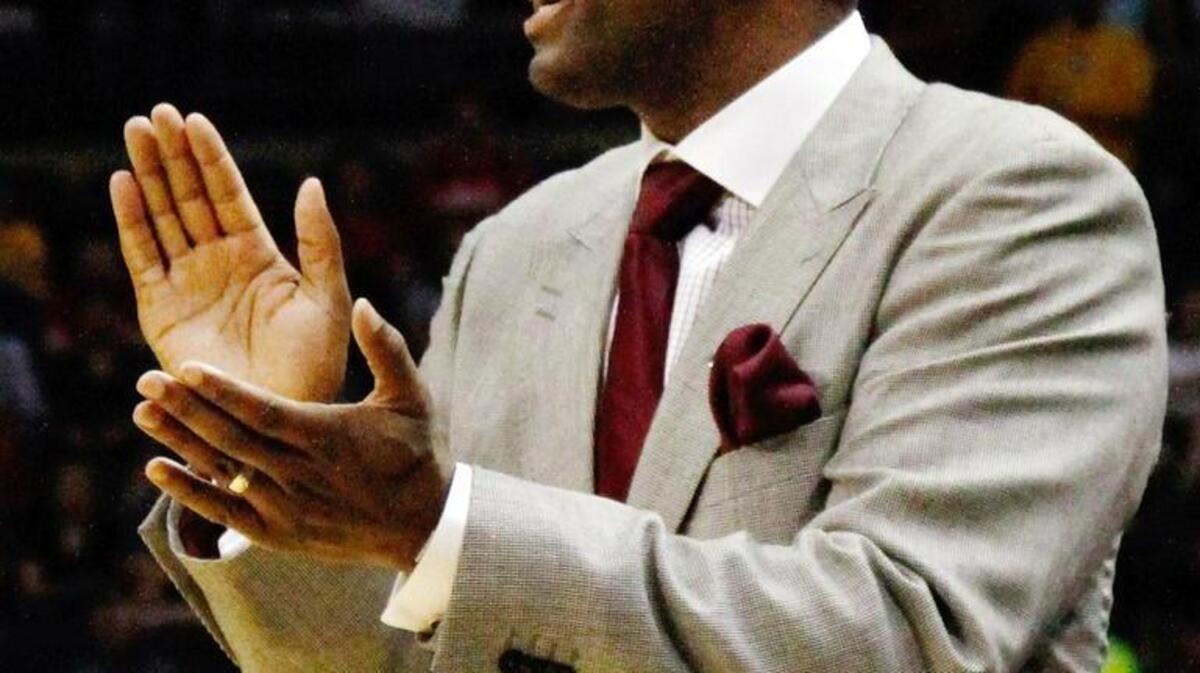 North Carolina Central head basketball coach Levelle Moton works the sidelines during the NCAA basketball tournament in March.