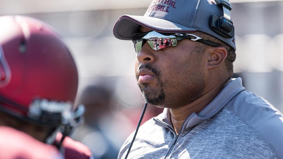 North Carolina Central head coach Jerry Mack watches the Eagles in their win over Gardner-Webb on Saturday.
