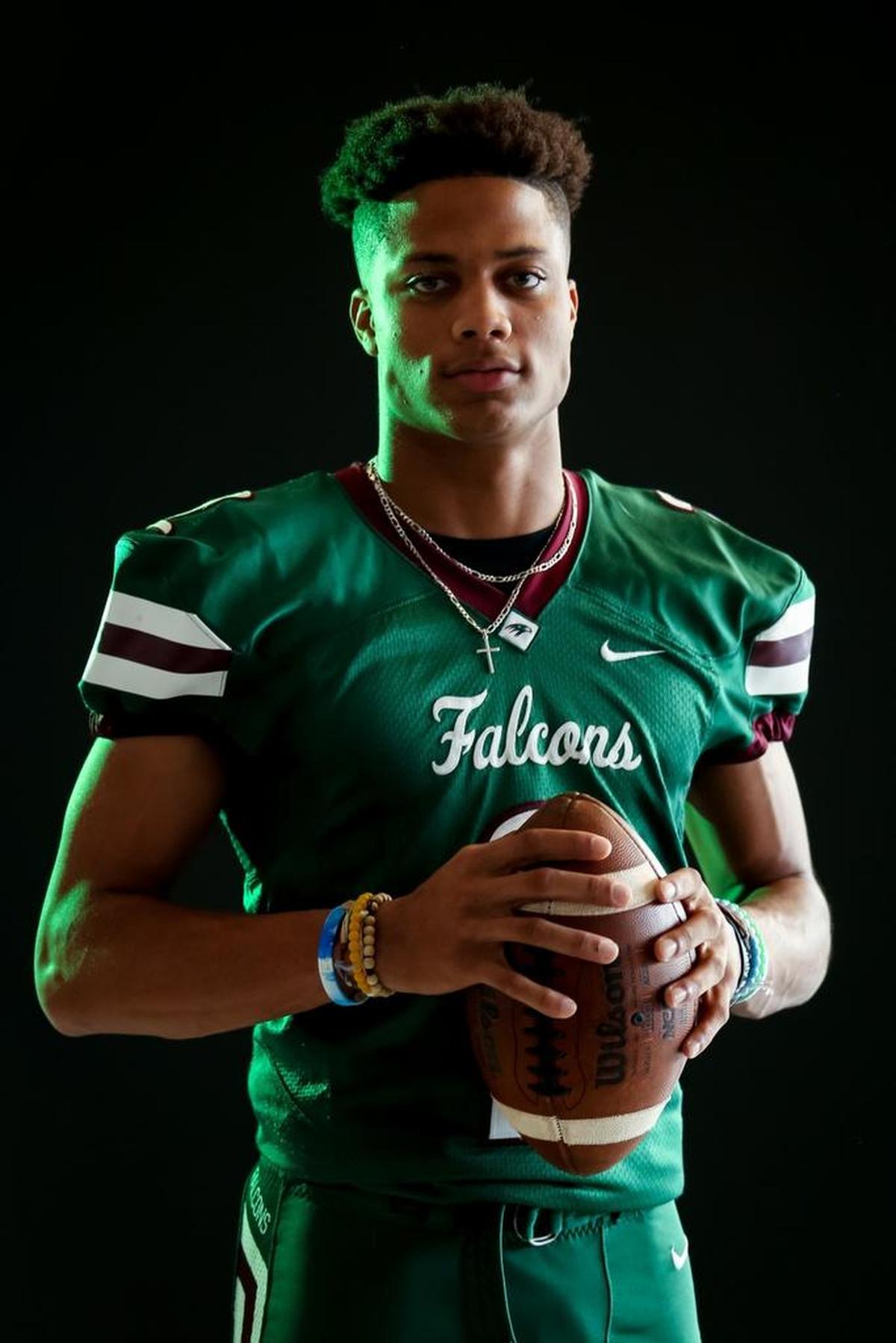 Green Hope's Jordyn Adams, a member of the N&O All-Metro Football Team, poses for a portait on Thursday, December 21, 2017.