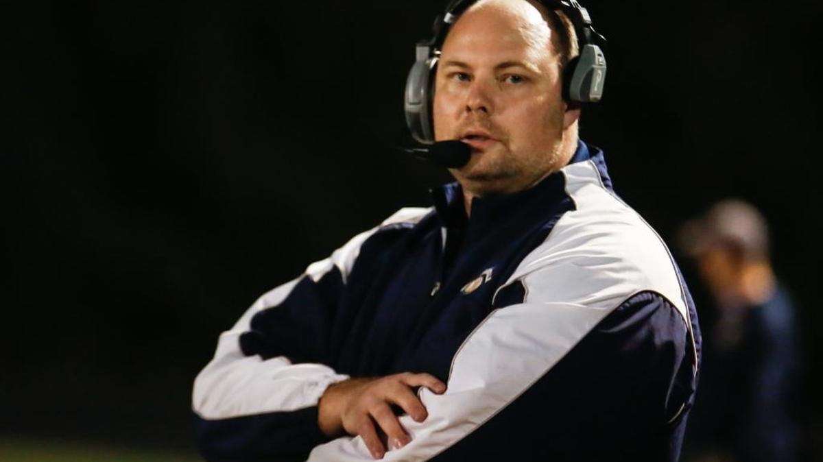 South Granville head coach Mike Hobgood during South Granville's football game at Bunn on Friday, October 21, 2016. Bunn won the game 9-3.