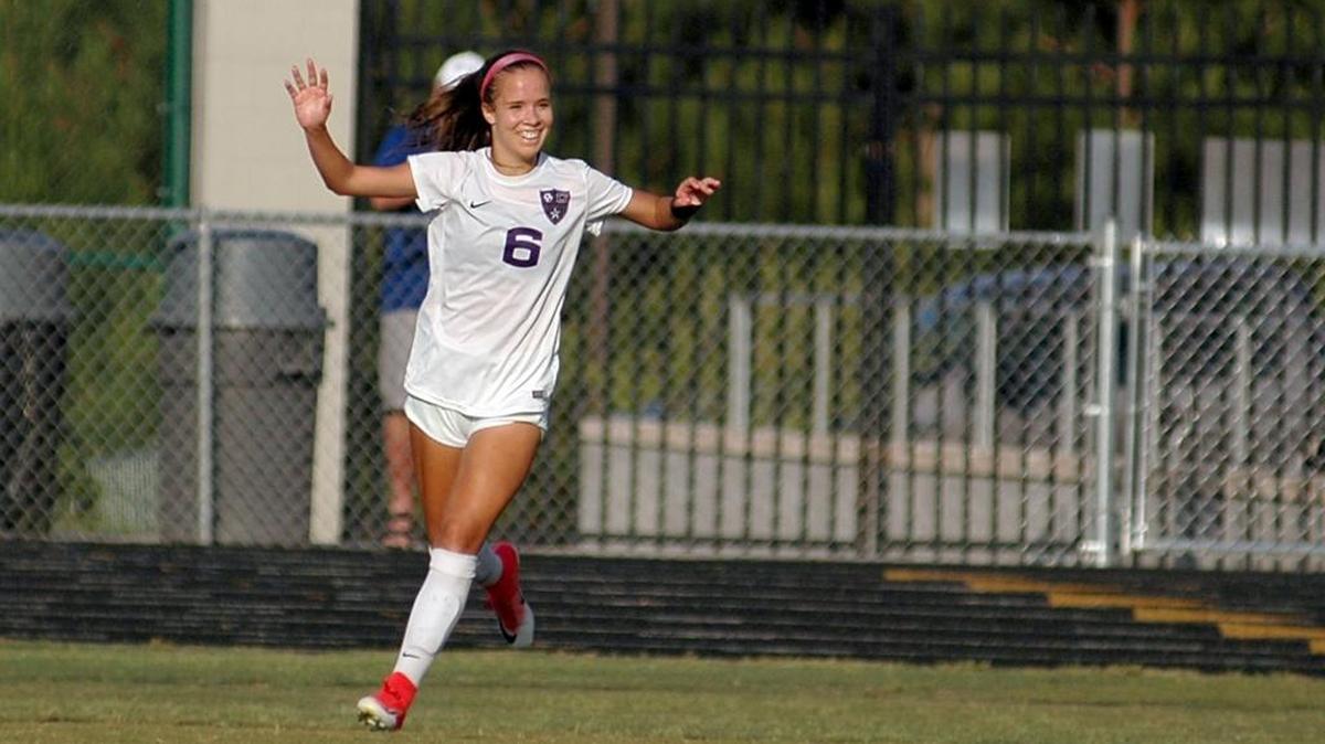 Carrboro's Laura Sparling smiles after scoring the game-winning goal in the Jaguars' 1-0 win over Southwest Onslow on Saturday, May 20, 2017 in the fourth round of the N.C. High School Athletic Association 2-A girls' soccer playoffs at Carrboro.