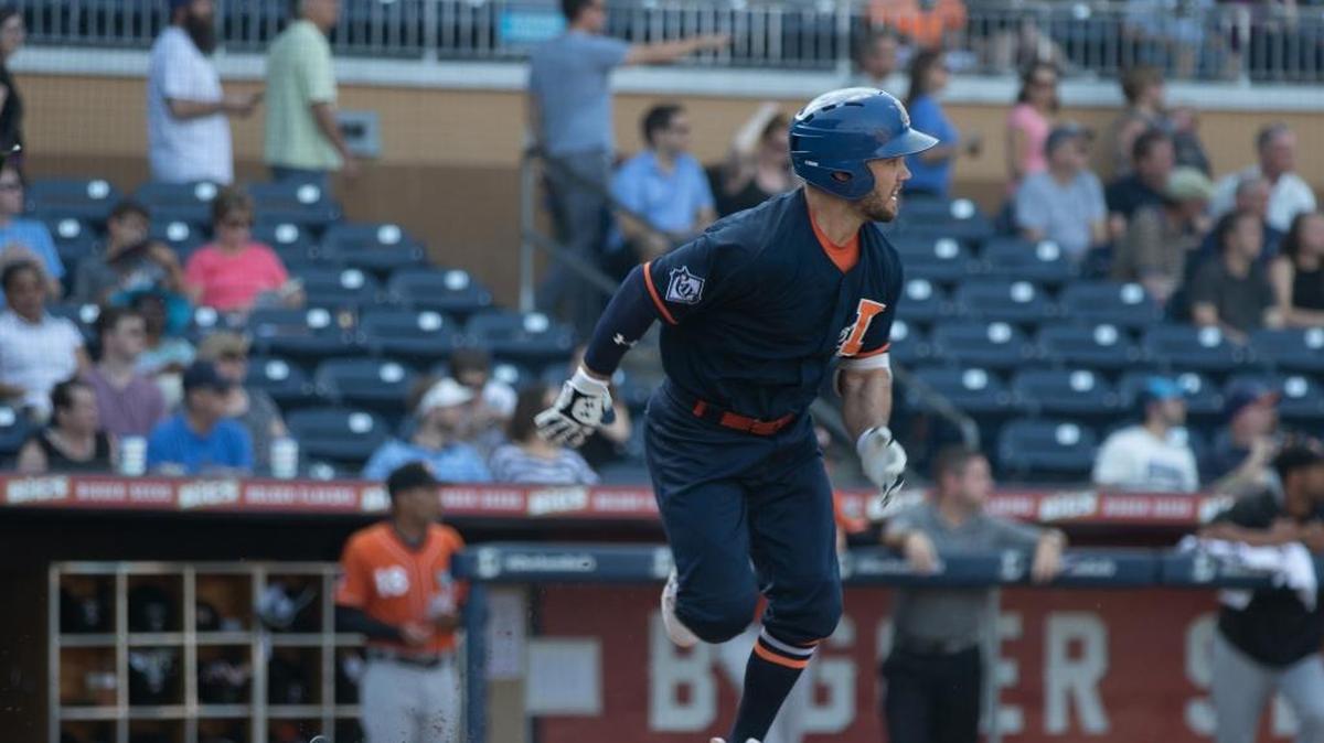 Durham’s Johnny Field takes off towards first after a hit in a recent contest.