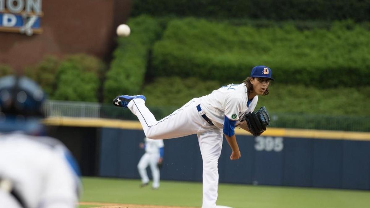 Durham pitcher Brent Honeywell warms up on the mound during a contest versus the Norfolk Tides Monday night at the Durham Bulls Athletic Park.