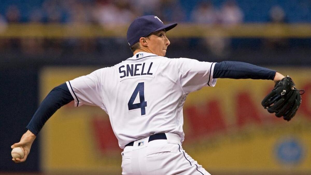 Tampa Bay Rays pitcher Blake Snell throws against the Kansas City Royals on May 8 in St. Petersburg, Fla. Snell has been reassigned to the Durham Bulls and is scheduled to start Friday night’s game.