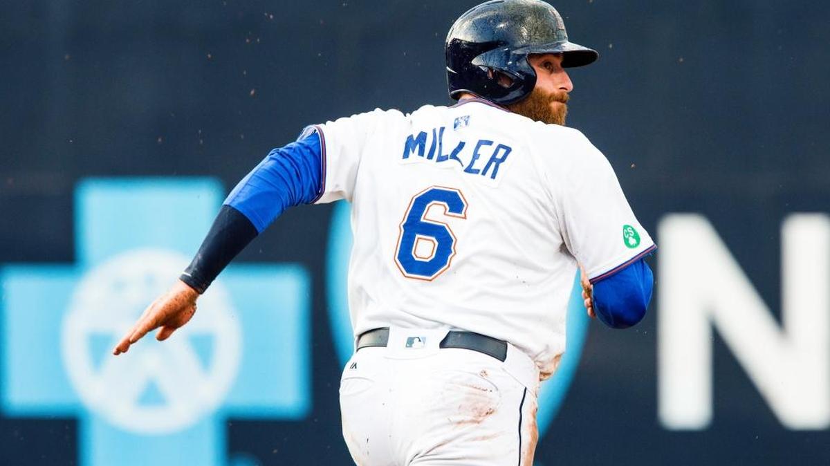 Brad Miller runs to second base during the Durham Bulls victory against the Charlotte Knights Wednesday, July 5, 2017, in Durham, NC.