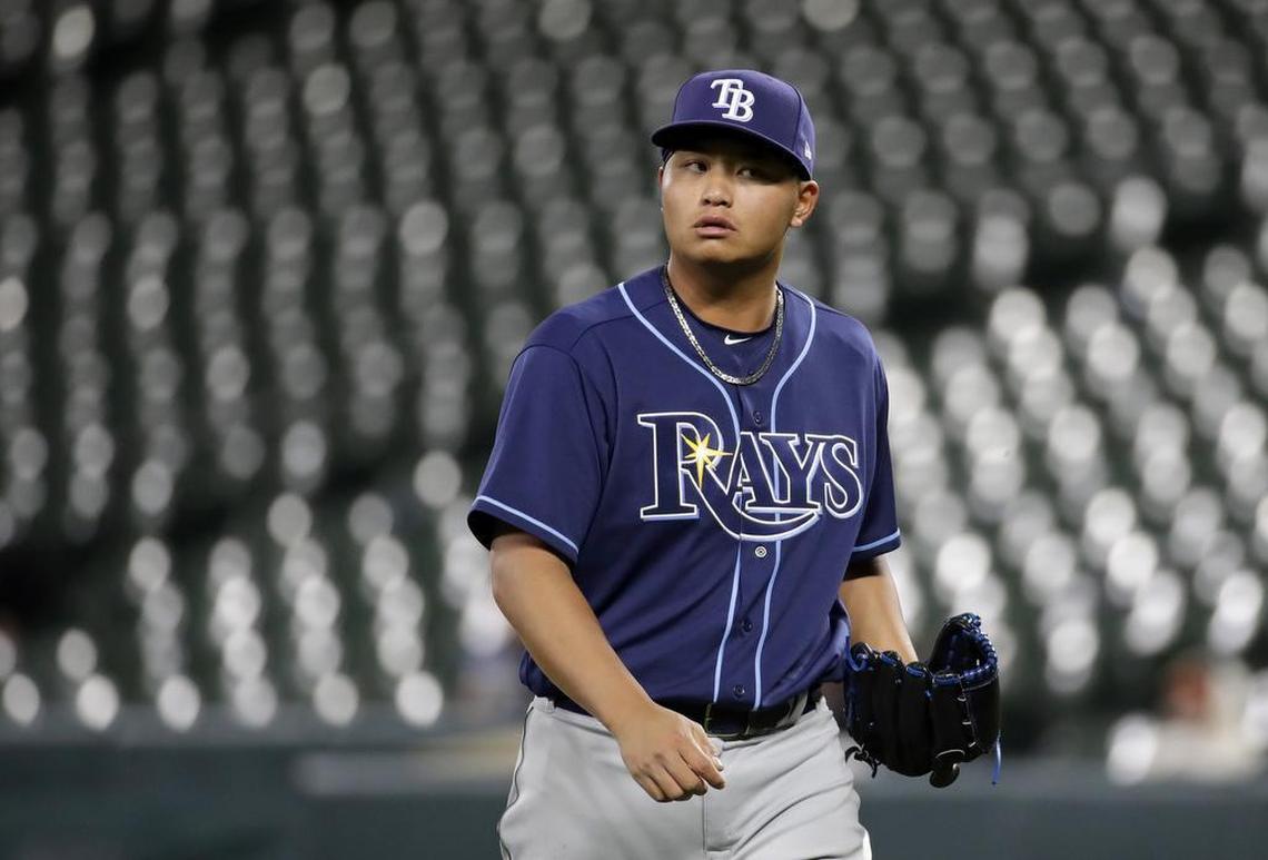 Tampa Bay Rays pitcher Chih-Wei Hu walks off the field at the end of an inning in a baseball game at Baltimore last month. A starter earlier this season with the Durham, Hu is back with the Bulls transitioning a relief pitching role.